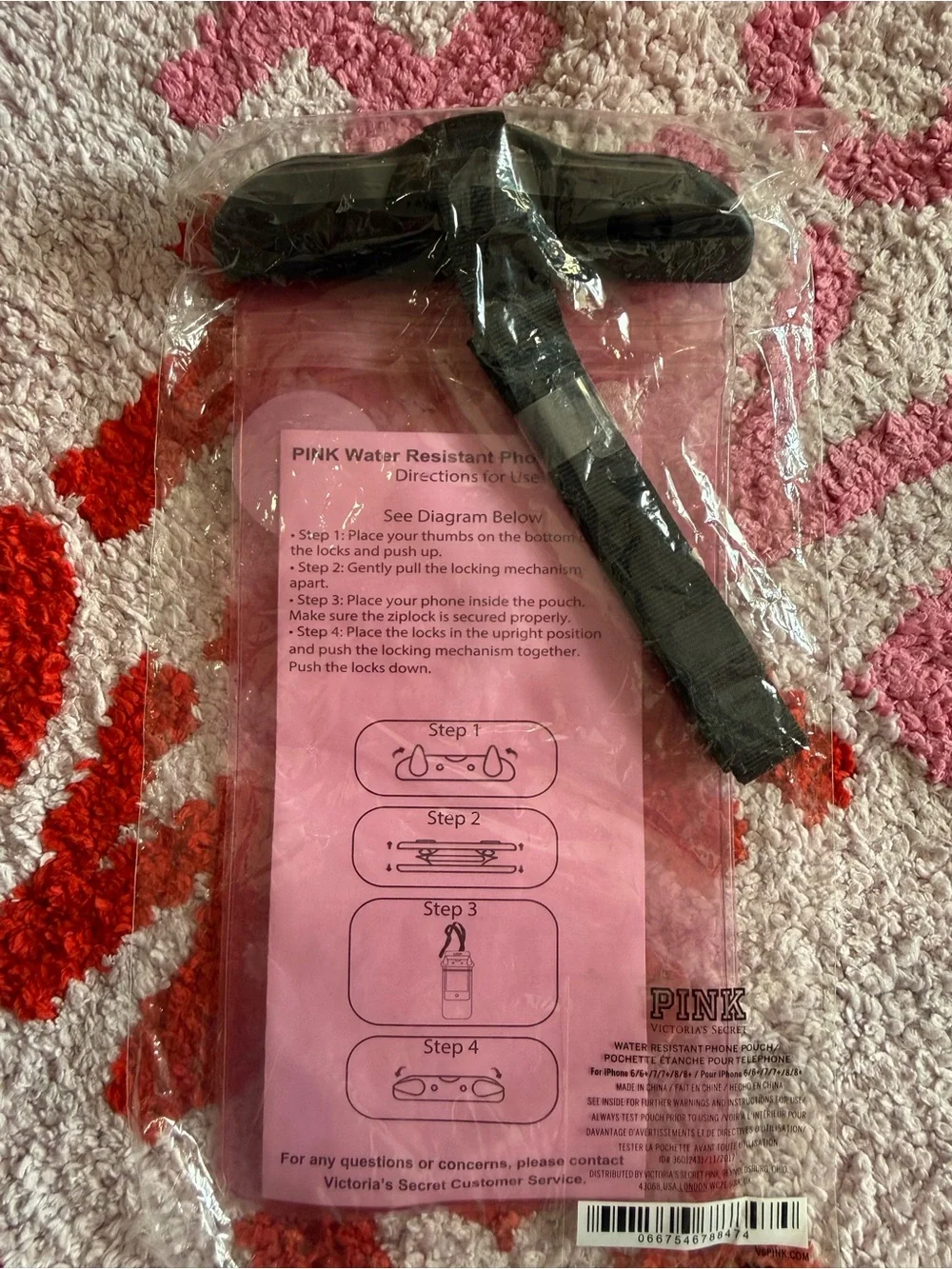 Victoria's Secret Pink Clear Water-Resistant Phone Pouch with Black Seal